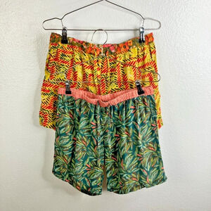 Sundance Leia Shorts Lot 2 Size XS Yellow Green Floral Elastic Waist Boho Beach
